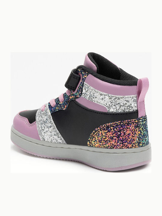 Gaia Παιδικά Sneakers High με Σκρατς Μαύρα