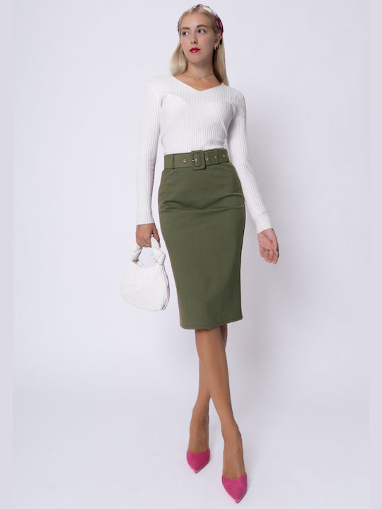 Midi Kleid mit Schlitz Khaki