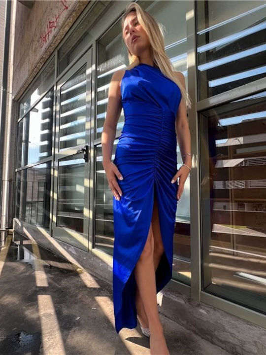 Chica Dress with Slit Blue