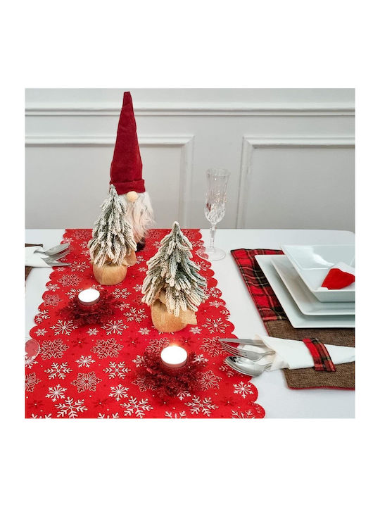 Weihnachtlich Tischtuch Stoff Rot L34xB187cm.