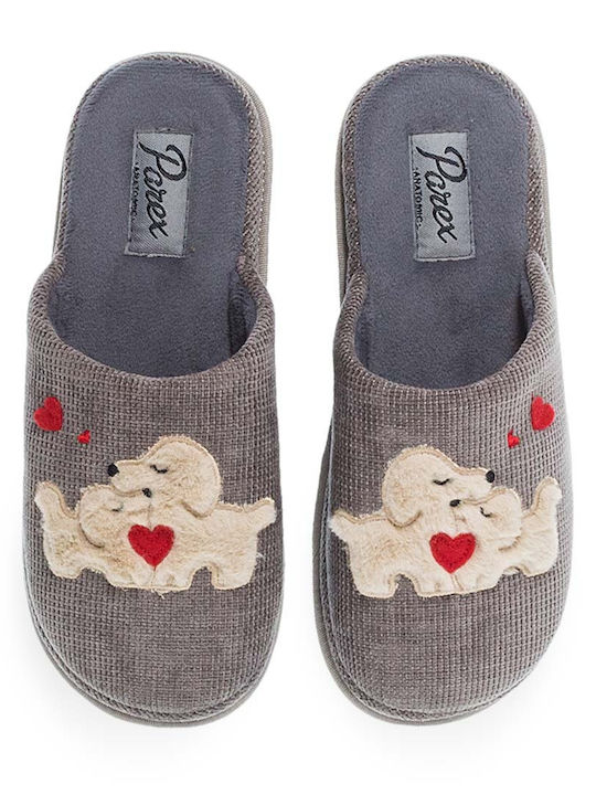 Women's Slippers with Animals Gray