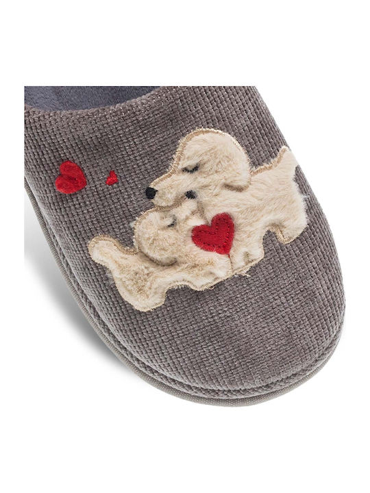 Women's Slippers with Animals Gray