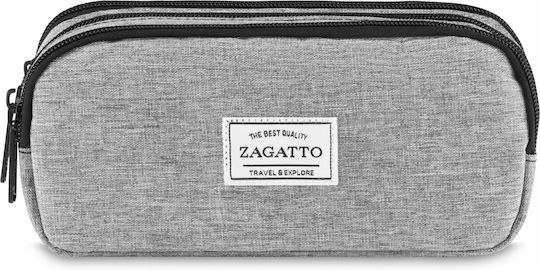 Zagatto Pencil Case Metallic with 3 Compartments Gray