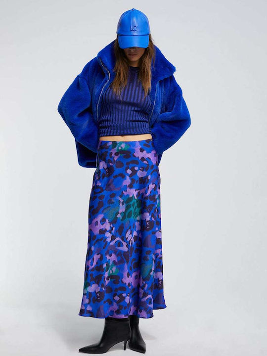 Lola Casademunt Midi Skirt Leopard in Blue color