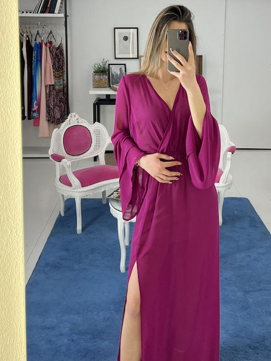 Pop & doll Maxi Dress Wrap with Slit Fuchsia