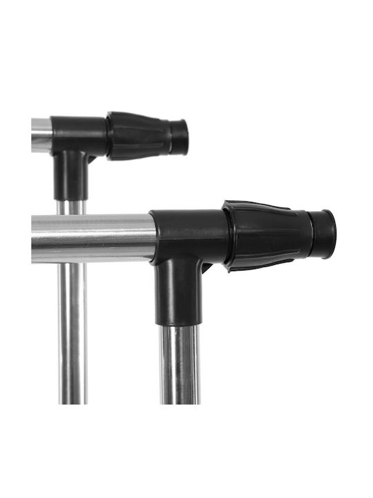 Wheeled Floor Garment Rack made of Metal Telescopic Silver 155x45x150cm