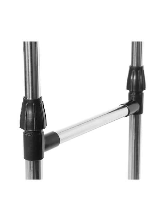 Wheeled Floor Garment Rack made of Metal Telescopic Silver 155x45x150cm