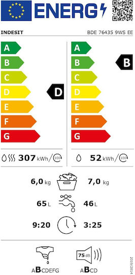 Indesit Πλυντήριο-Στεγνωτήριο Ρούχων 7kg/6kg Ατμού 1400 Στροφές