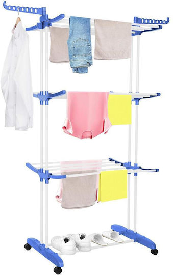 Vertical Clothes Dryer Mobile Foldable Two Hangers 75x57x170cm Load Capacity 15kg