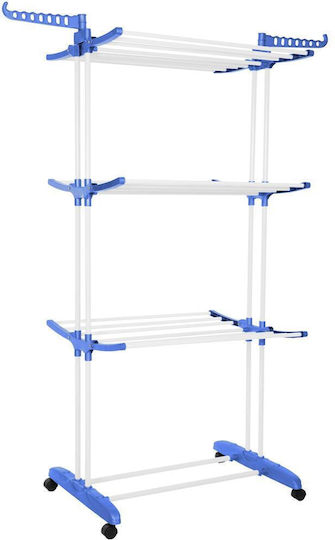 Vertical Clothes Dryer Mobile Foldable Two Hangers 75x57x170cm Load Capacity 15kg