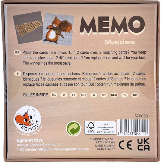 Настолна игра Memo Musicians за 2-4 играчи 3+ години Egmont