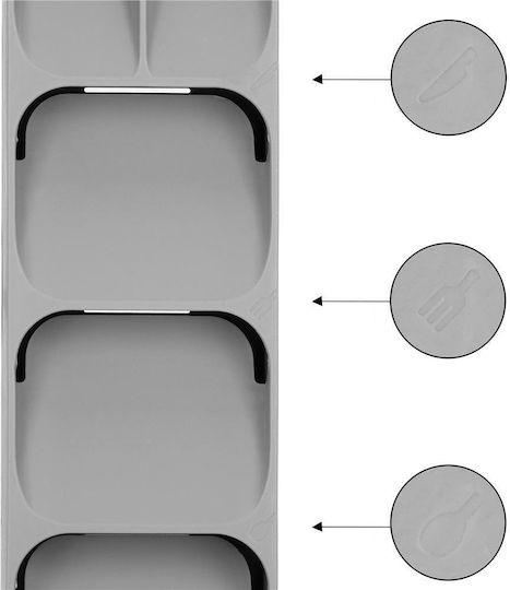Besteckeinsatz für Schubladen Kunststoff 40x11x5,5 cm Grau