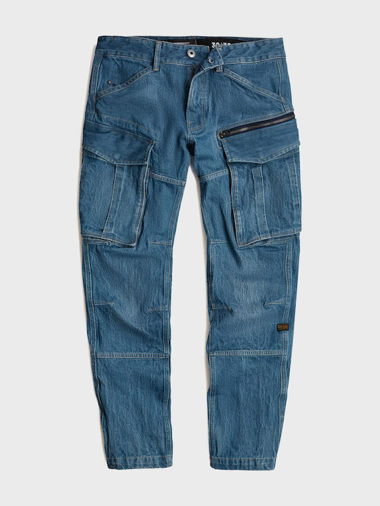 Rovic Zip 3D Ανδρικό Παντελόνι Τζιν Cargo με Regular Tapered Εφαρμογή Medium Aged Denim