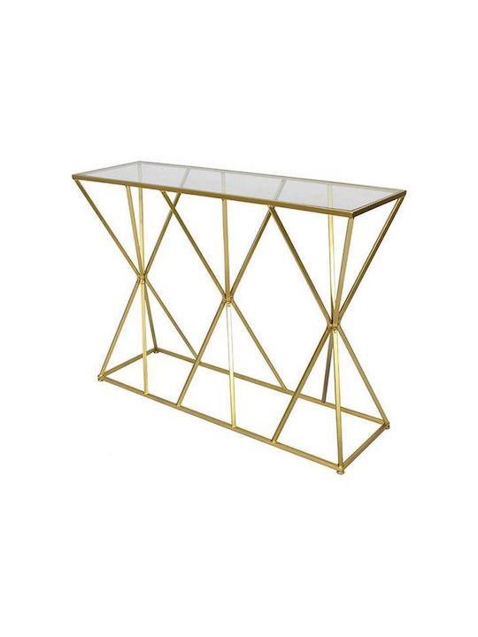 Estheti Home Metal Console Table with Glass Surface 107x32x78cm 750-27012