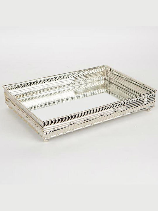 Estheti Home Silver Metal Mirror Tray 26x19x6cm 752-16023