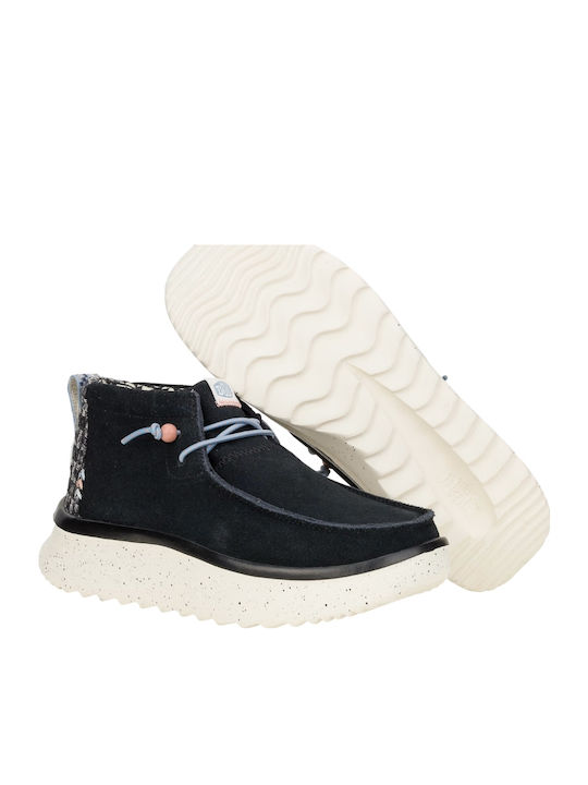 Wendy Peak Hi Suede Suede Γυναικεία Μποτάκια με Πλατφόρμα Μαύρα