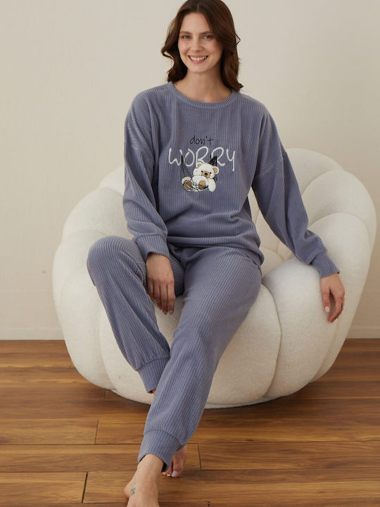 Boyraz Winter Women's Pyjama Set Cotton Anthracite