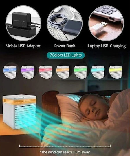 Portable Air Conditioner USB Fan Misting Humidifier Evaporation Technology Lighting 2575166