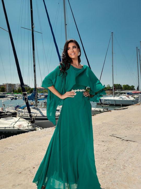 Anna Aktsali Collection Summer Maxi Dress for Wedding / Baptism Green