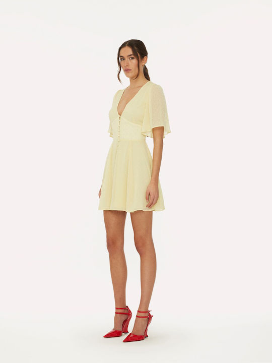 Rotate Mini Dress with Ruffle Yellow