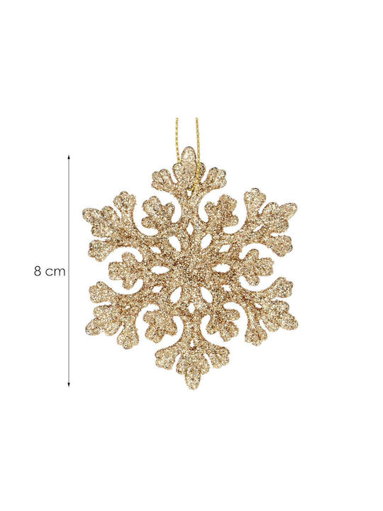 Ornament suspendat Fulgi de zăpadă Plastic Auriu Set 8buc