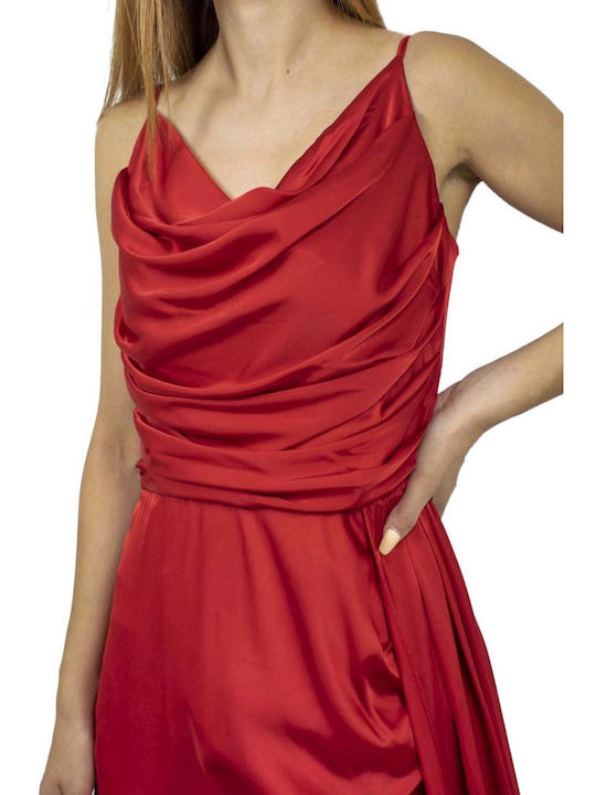 Bellona Maxi Dress for Wedding / Baptism Draped Open Back Red