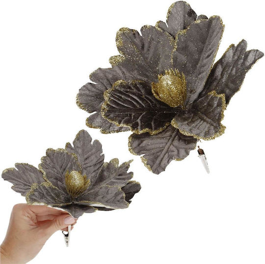 Hängendes Ornament Blume Gray mit Glitzer Set 5Stück