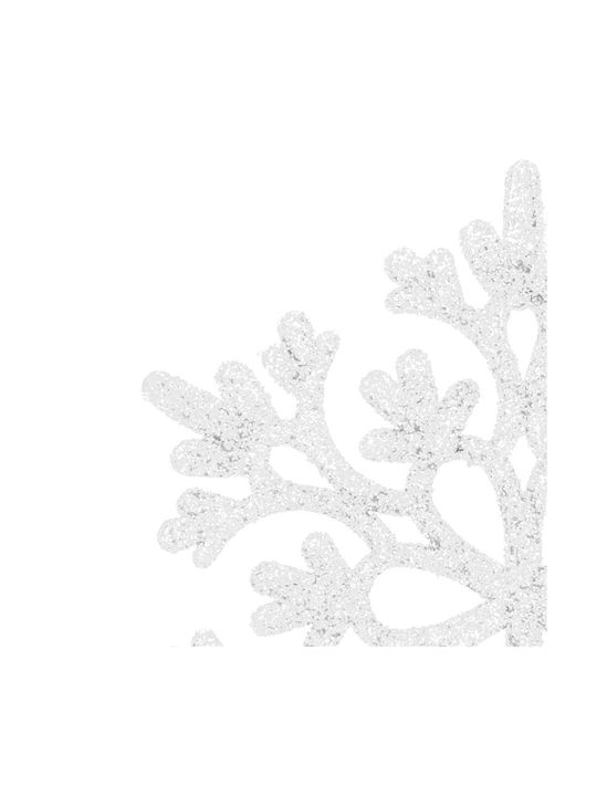 Hängendes Schneeflocke Ornament Kunststoff Weiß mit Glitzer Set 12Stück