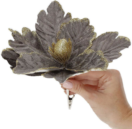 Hängendes Ornament Blume Gray mit Glitzer Set 5Stück