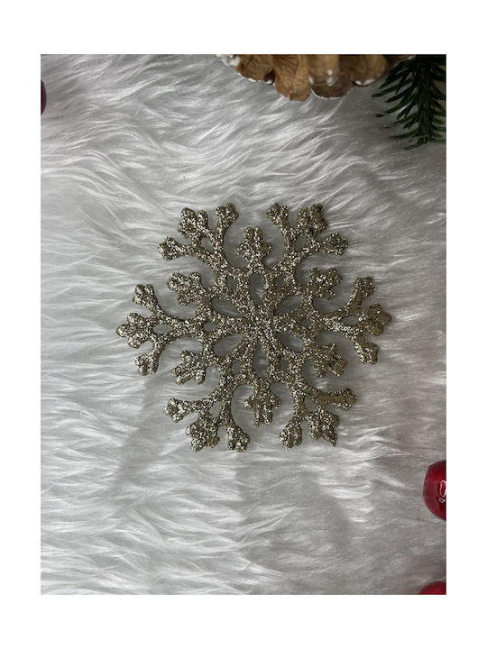 Ornament suspendat Fulgi de zăpadă Plastic Auriu Set 8buc