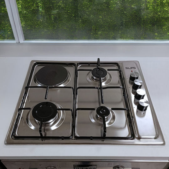 Silifo Gaskochfeld Autonom Edelstahl 58.5x50εκ. Silber