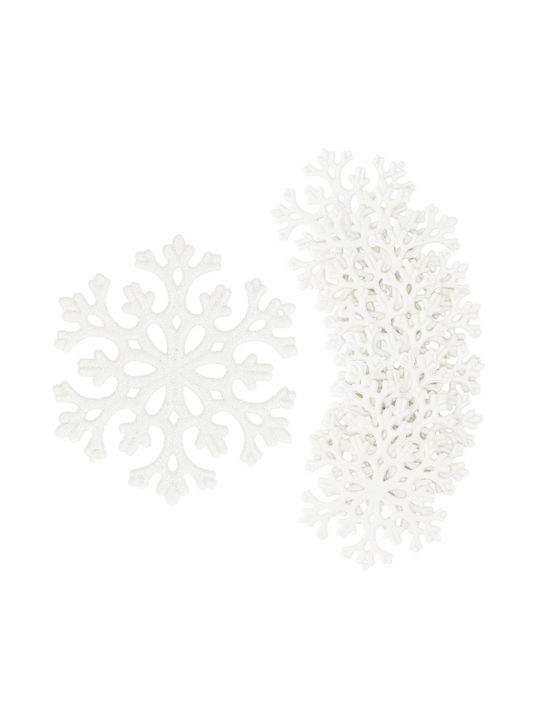 Ornament suspendat Fulgi de zăpadă Plastic Alb Set 8buc