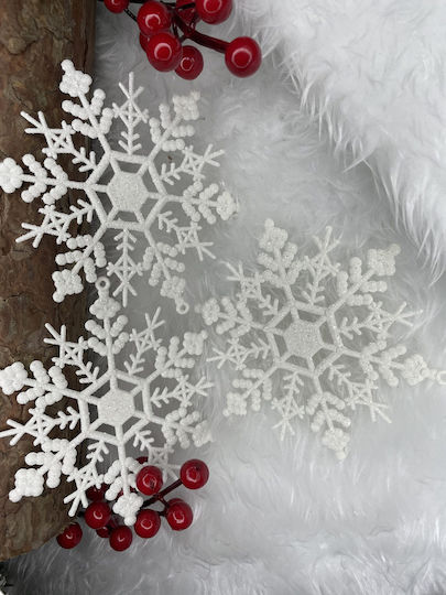 Ornament suspendat Fulgi de zăpadă Plastic Alb Set 3buc