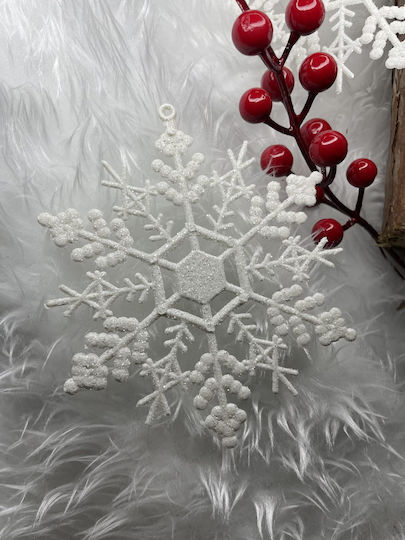 Ornament suspendat Fulgi de zăpadă Plastic Alb Set 3buc