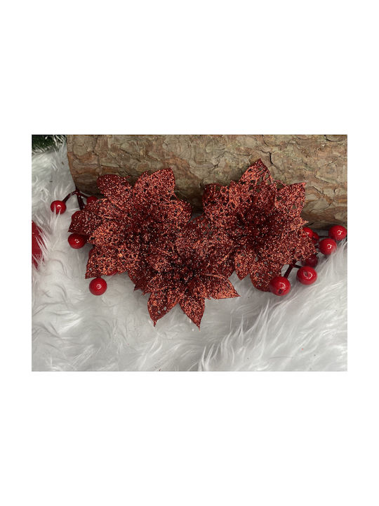 Ornament suspendat Floare Roșu 10x10buc Set 10buc