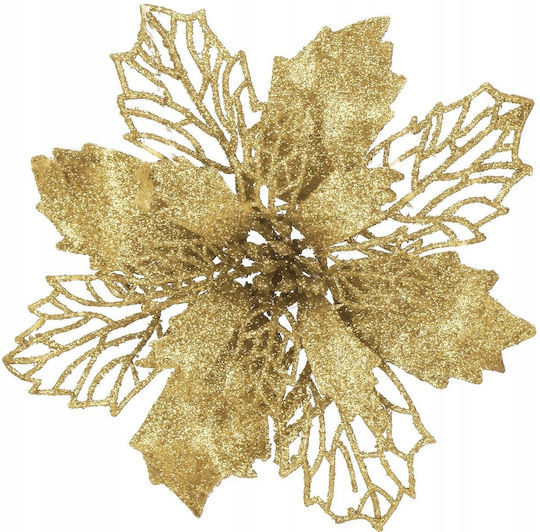 Hängendes Ornament Blume Kunststoff Gold 16x14cm Set 10Stück