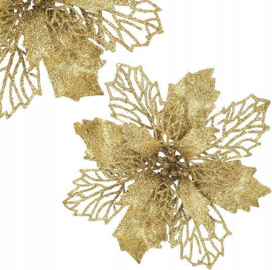 Hängendes Ornament Blume Kunststoff Gold 16x14cm Set 10Stück