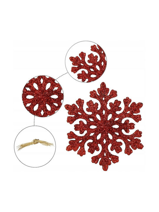 Ornament suspendat Fulgi de zăpadă Plastic Roșu Set 8buc