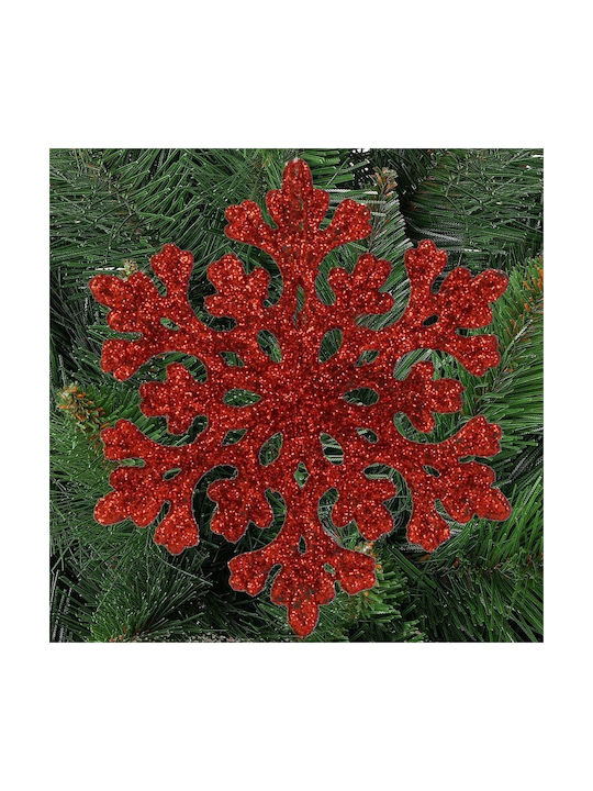 Ornament suspendat Fulgi de zăpadă Plastic Roșu Set 8buc