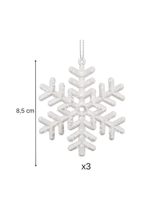 Ornament suspendat Fulgi de zăpadă Plastic Alb Set 3buc