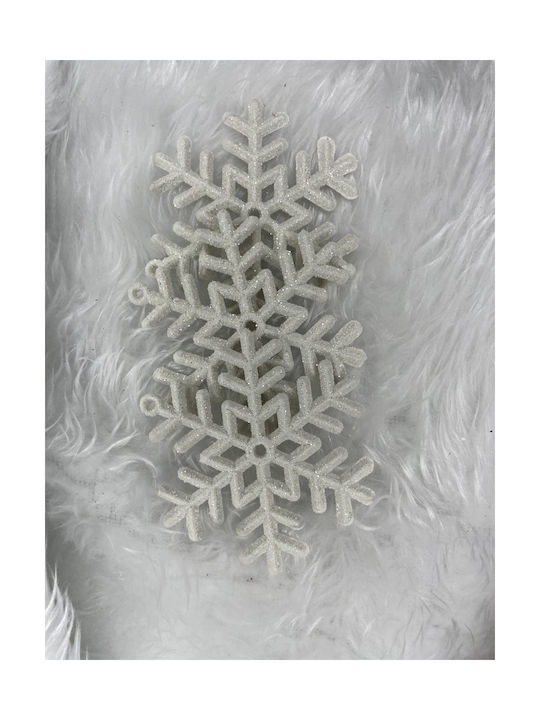 Ornament suspendat Fulgi de zăpadă Plastic Alb Set 3buc