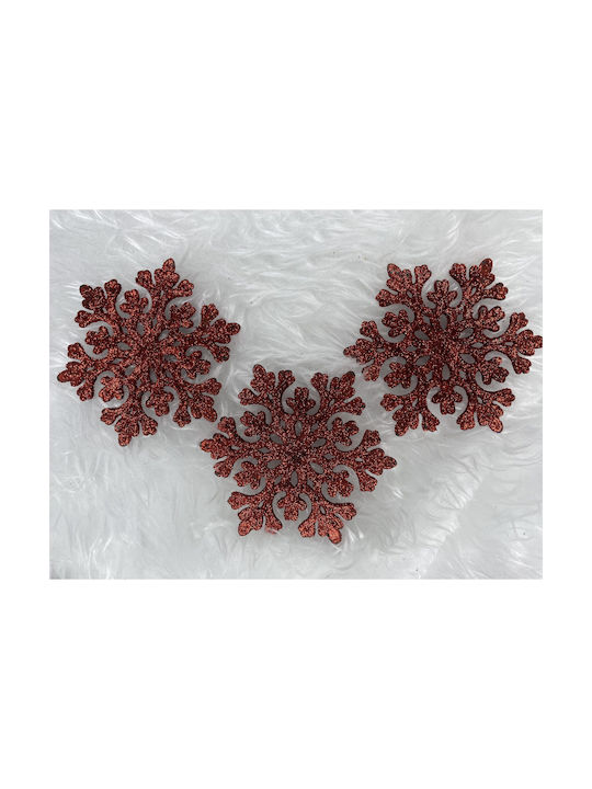 Ornament suspendat Fulgi de zăpadă Plastic Roșu Set 8buc