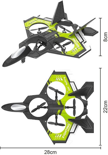 Iuni S98 Дистанционно Управляем Боен Самолет 360° Акробатика Гироскоп Устойчив на Сблъсъци LED Светлини Зелен