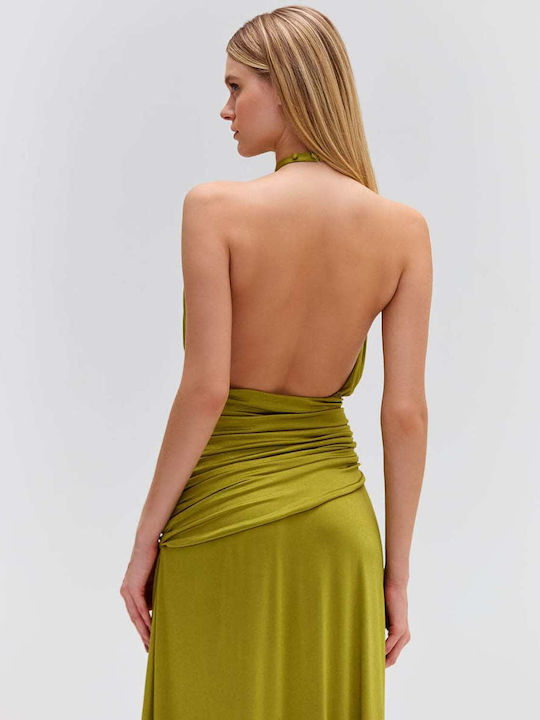 Patbo Maxi Evening Dress with Slit Green