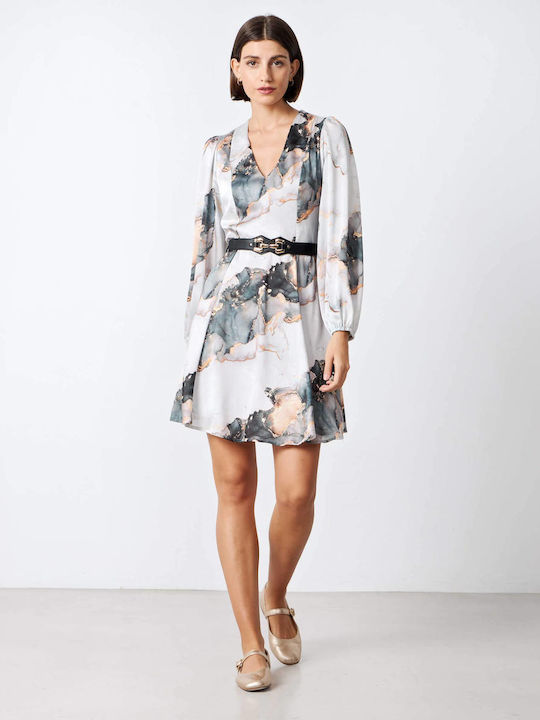 Nadia Chalimou Mini Dress Satin Gray