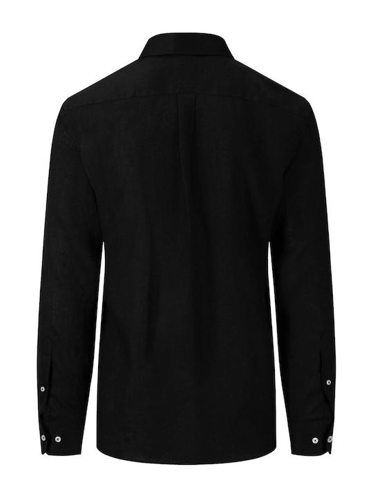 Fynch Hatton Men's Shirt Long Sleeve Linen Black