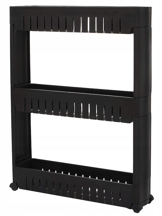 Troleu De Bucătărie Din Plastic Cu 3 Locuri Negru 54x12.5x70cm