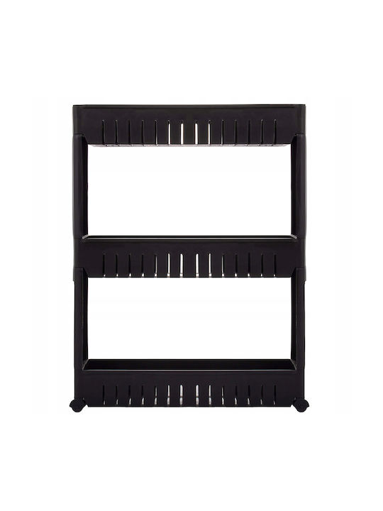 Troleu De Bucătărie Din Plastic Cu 3 Locuri Negru 54x12.5x70cm