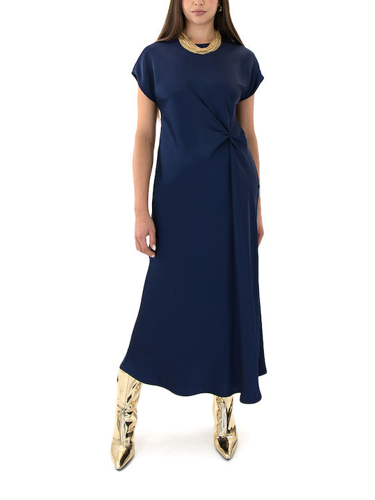 Zoya Midi Evening Dress Satin Blue