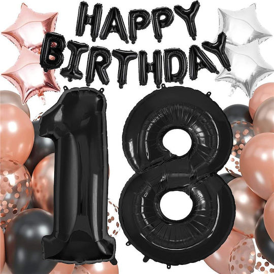 Komposition mit 53 Luftballons Schwarze Zahlen 75cm